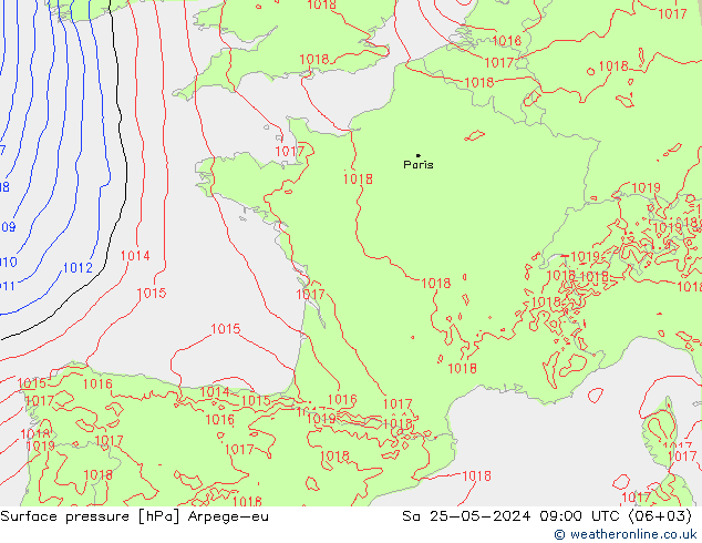 Yer basıncı Arpege-eu Cts 25.05.2024 09 UTC