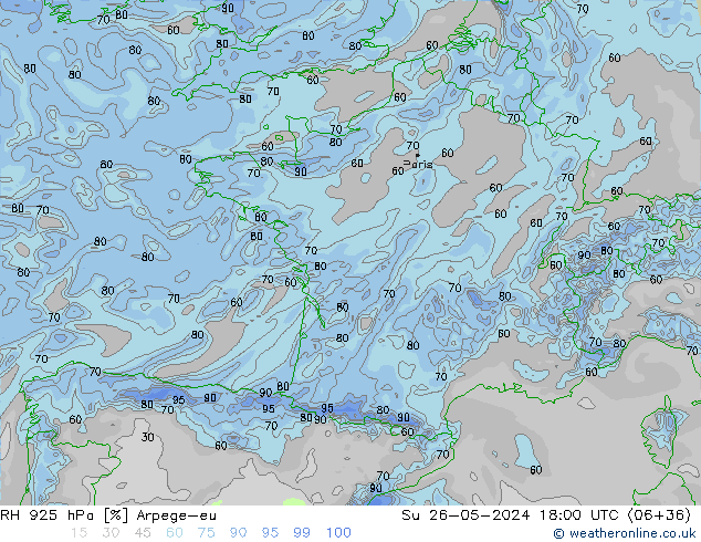 RH 925 hPa Arpege-eu Su 26.05.2024 18 UTC