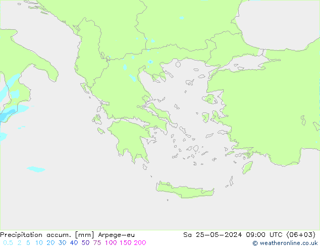 Precipitation accum. Arpege-eu Sa 25.05.2024 09 UTC