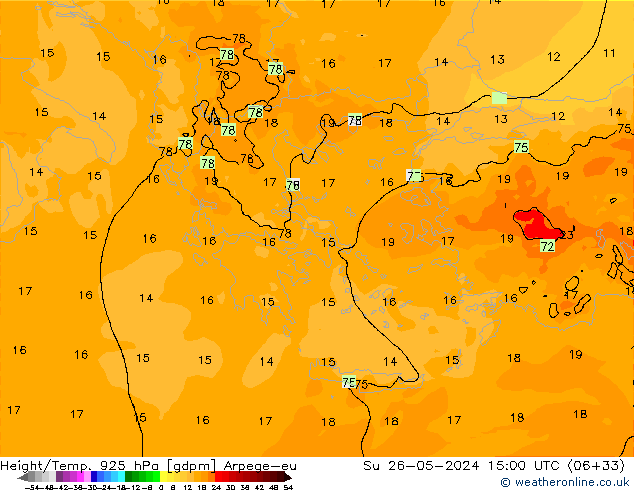 Hoogte/Temp. 925 hPa Arpege-eu zo 26.05.2024 15 UTC