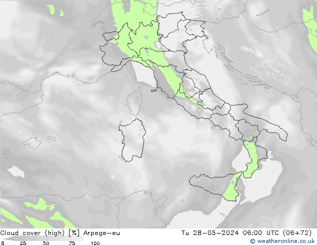 zachmurzenie (wysokie) Arpege-eu wto. 28.05.2024 06 UTC
