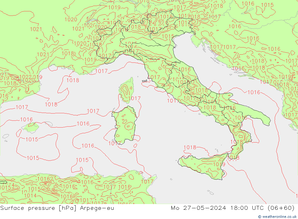 приземное давление Arpege-eu пн 27.05.2024 18 UTC