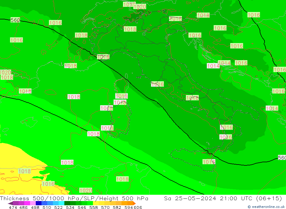 Thck 500-1000hPa Arpege-eu sam 25.05.2024 21 UTC