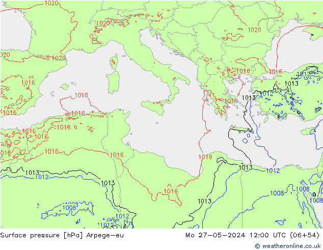 приземное давление Arpege-eu пн 27.05.2024 12 UTC