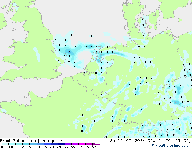 降水 Arpege-eu 星期六 25.05.2024 12 UTC