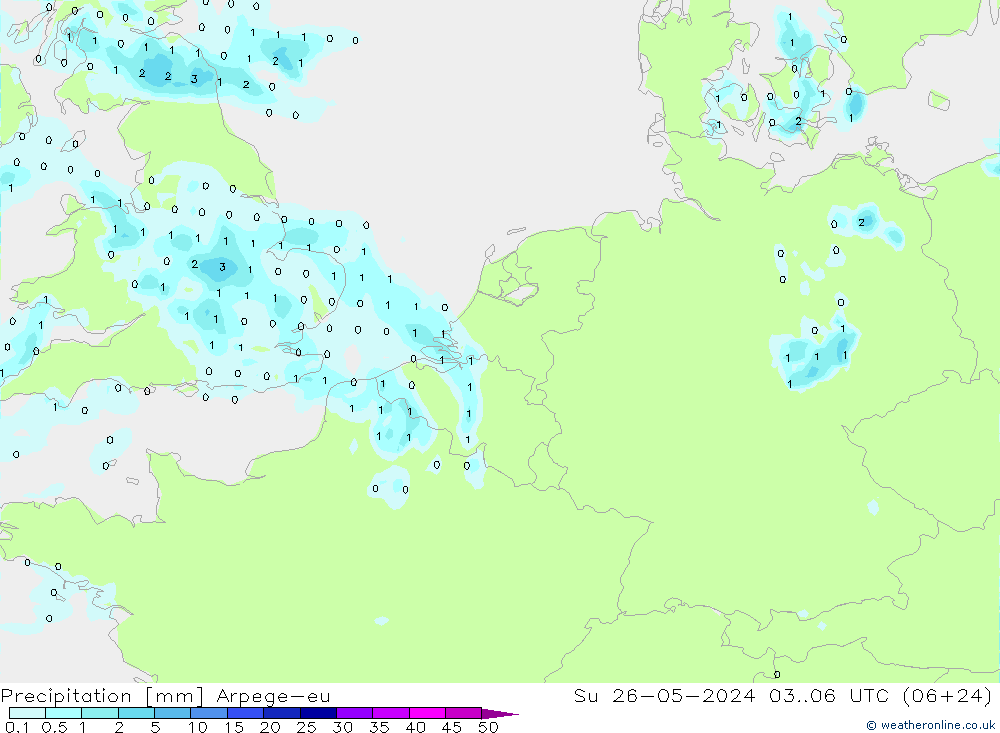 Precipitation Arpege-eu Su 26.05.2024 06 UTC