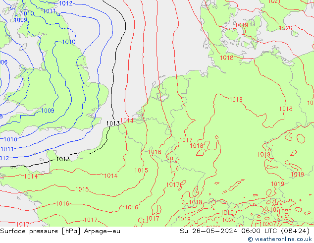 Surface pressure Arpege-eu Su 26.05.2024 06 UTC