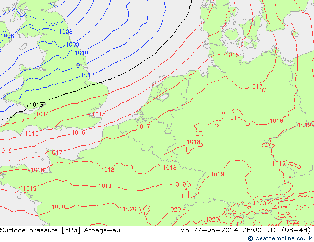 pressão do solo Arpege-eu Seg 27.05.2024 06 UTC