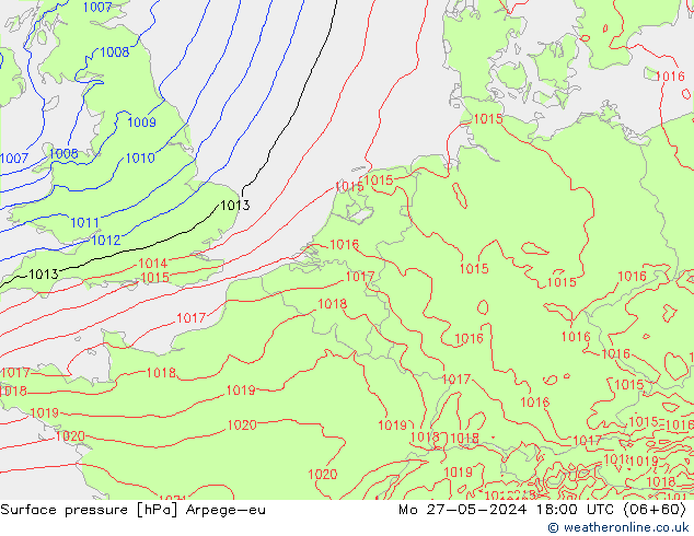 pression de l'air Arpege-eu lun 27.05.2024 18 UTC