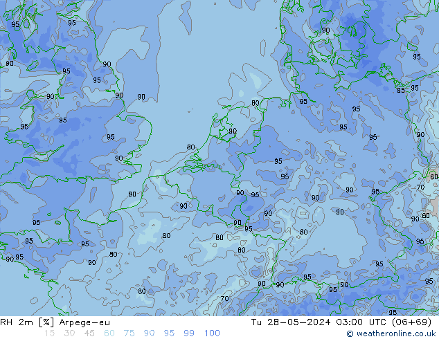 RH 2m Arpege-eu  28.05.2024 03 UTC