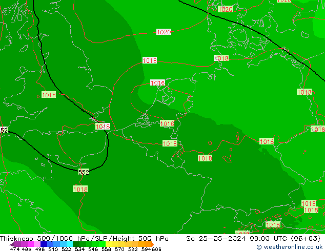 500-1000 hPa Kalınlığı Arpege-eu Cts 25.05.2024 09 UTC