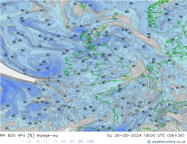 RV 850 hPa Arpege-eu zo 26.05.2024 18 UTC