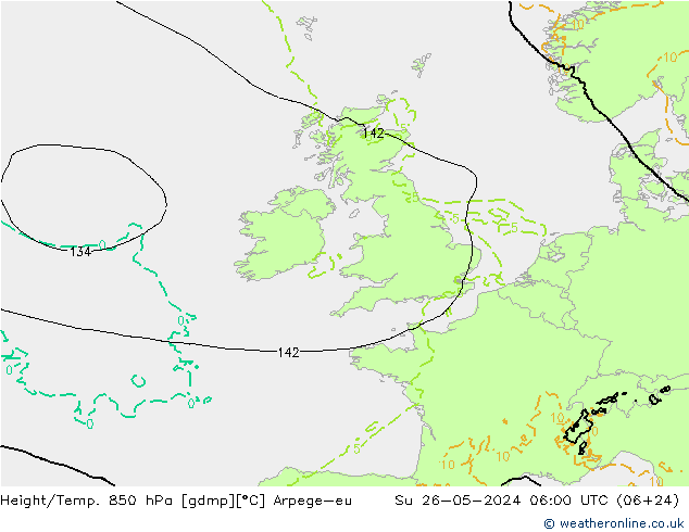 Height/Temp. 850 hPa Arpege-eu So 26.05.2024 06 UTC