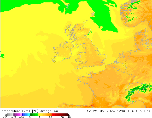 карта температуры Arpege-eu сб 25.05.2024 12 UTC