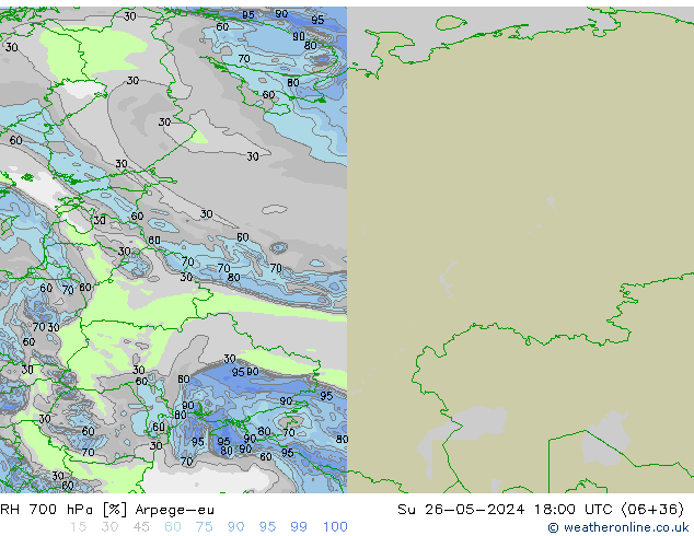 RH 700 hPa Arpege-eu Su 26.05.2024 18 UTC