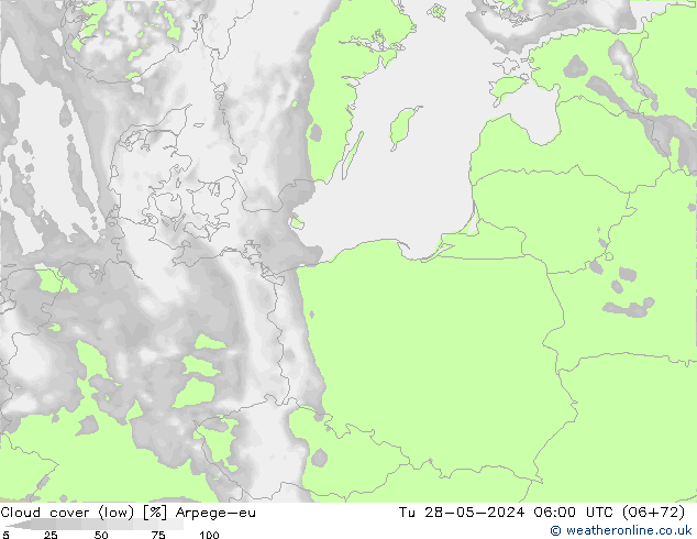 zachmurzenie (niskie) Arpege-eu wto. 28.05.2024 06 UTC