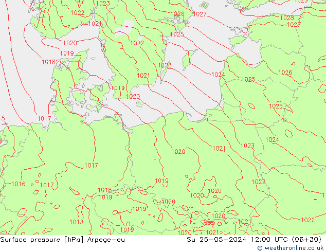 pressão do solo Arpege-eu Dom 26.05.2024 12 UTC