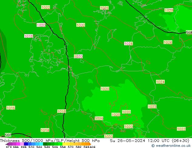 Thck 500-1000hPa Arpege-eu Su 26.05.2024 12 UTC