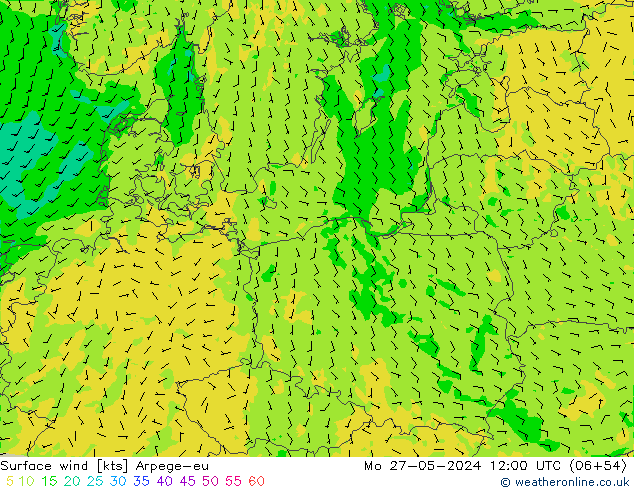 Vent 10 m Arpege-eu lun 27.05.2024 12 UTC