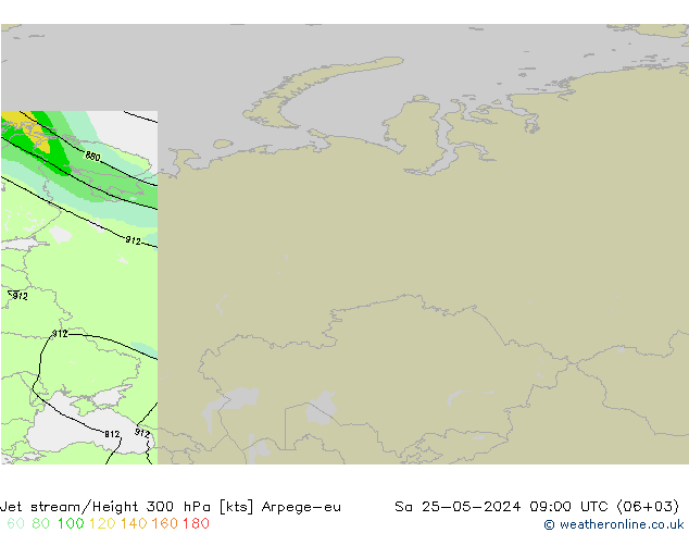 Jet stream/Height 300 hPa Arpege-eu Sa 25.05.2024 09 UTC