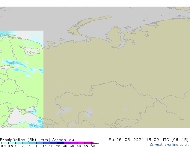 Yağış (6h) Arpege-eu Paz 26.05.2024 00 UTC