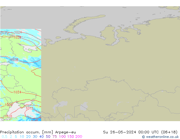 Toplam Yağış Arpege-eu Paz 26.05.2024 00 UTC