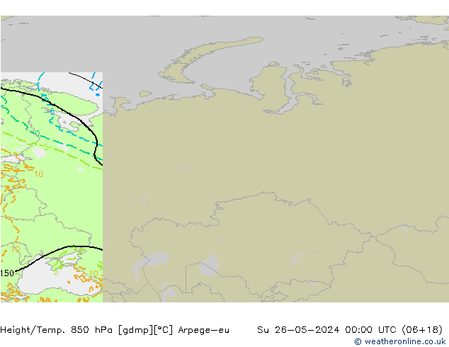 Yükseklik/Sıc. 850 hPa Arpege-eu Paz 26.05.2024 00 UTC