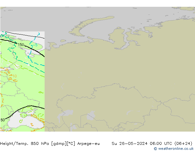 Yükseklik/Sıc. 850 hPa Arpege-eu Paz 26.05.2024 06 UTC