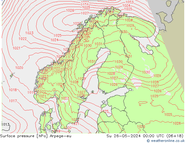 Surface pressure Arpege-eu Su 26.05.2024 00 UTC