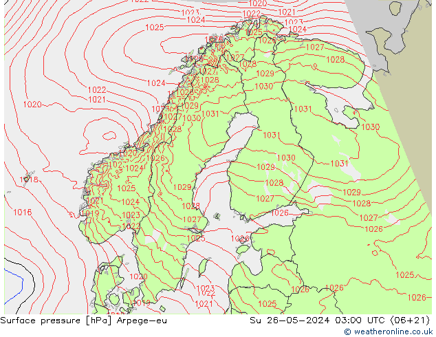 приземное давление Arpege-eu Вс 26.05.2024 03 UTC