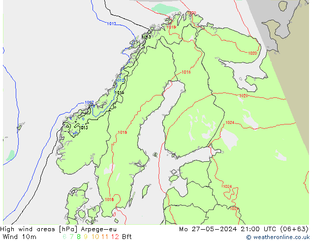 yüksek rüzgarlı alanlar Arpege-eu Pzt 27.05.2024 21 UTC