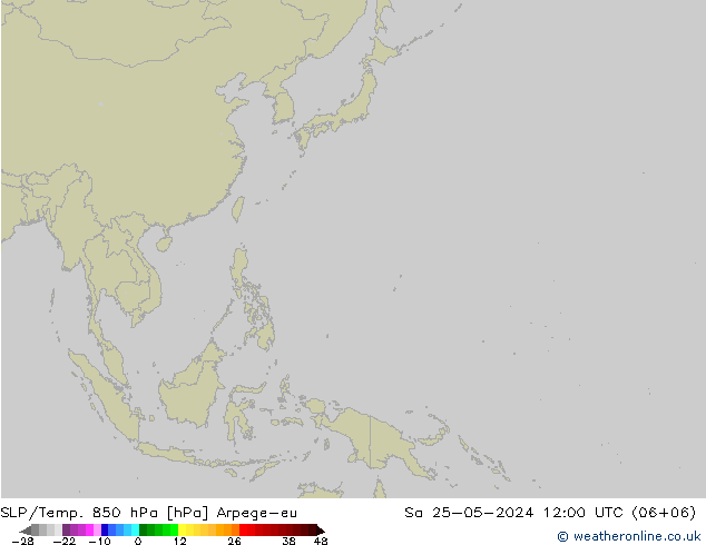 SLP/Temp. 850 hPa Arpege-eu Sa 25.05.2024 12 UTC
