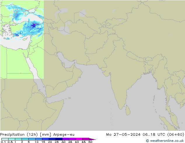 Yağış (12h) Arpege-eu Pzt 27.05.2024 18 UTC