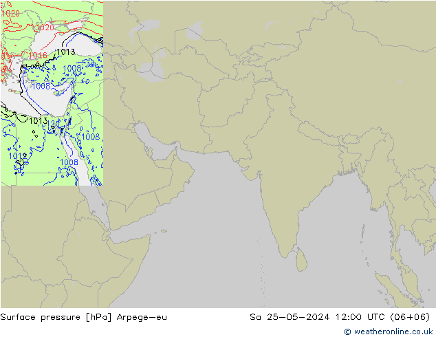 地面气压 Arpege-eu 星期六 25.05.2024 12 UTC