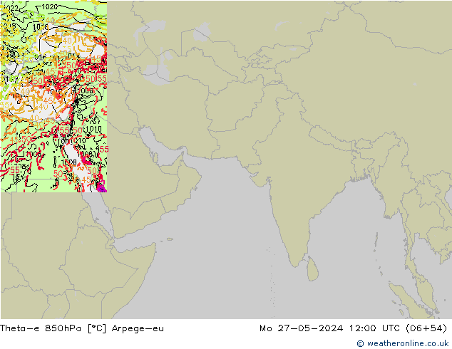 Theta-e 850hPa Arpege-eu ma 27.05.2024 12 UTC