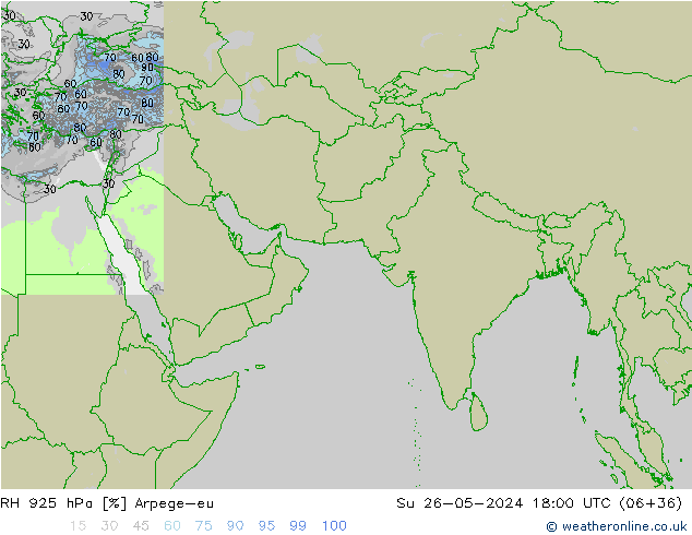 Humidité rel. 925 hPa Arpege-eu dim 26.05.2024 18 UTC