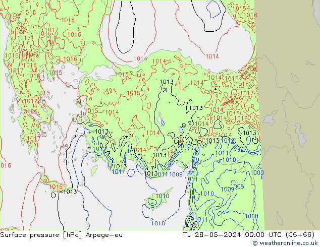 Atmosférický tlak Arpege-eu Út 28.05.2024 00 UTC