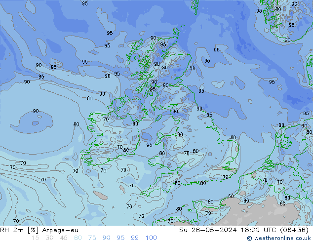 RH 2m Arpege-eu Su 26.05.2024 18 UTC