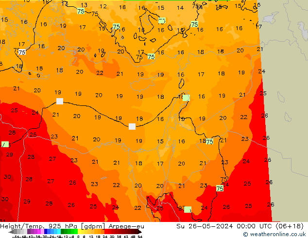 Yükseklik/Sıc. 925 hPa Arpege-eu Paz 26.05.2024 00 UTC