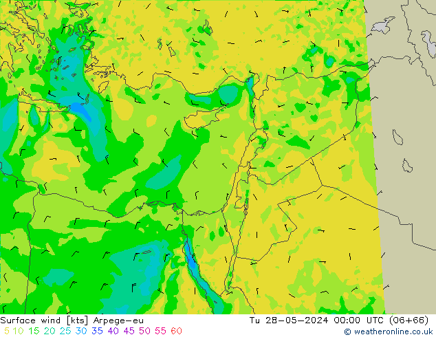 Surface wind Arpege-eu Tu 28.05.2024 00 UTC