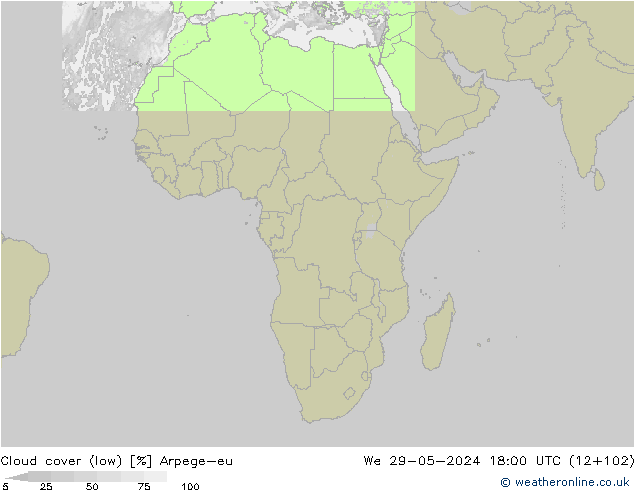 zachmurzenie (niskie) Arpege-eu śro. 29.05.2024 18 UTC