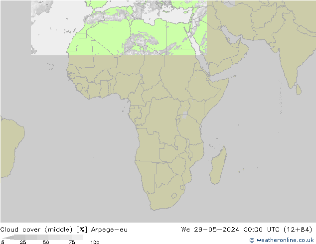 Nuages (moyen) Arpege-eu mer 29.05.2024 00 UTC