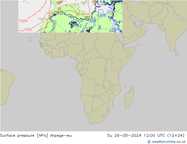 Atmosférický tlak Arpege-eu Ne 26.05.2024 12 UTC