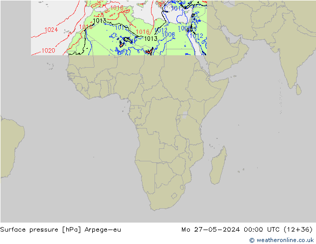 Pressione al suolo Arpege-eu lun 27.05.2024 00 UTC