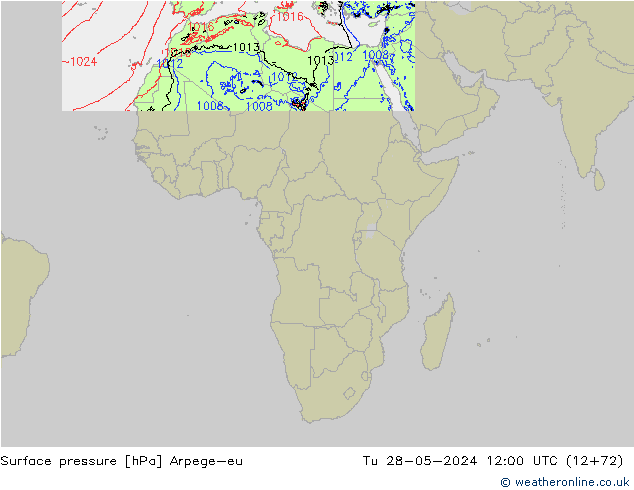 Surface pressure Arpege-eu Tu 28.05.2024 12 UTC