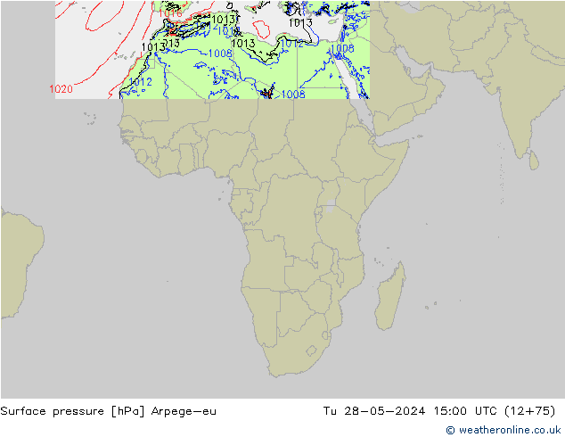 приземное давление Arpege-eu вт 28.05.2024 15 UTC