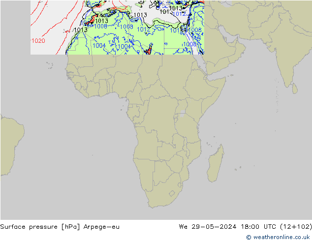 pression de l'air Arpege-eu mer 29.05.2024 18 UTC