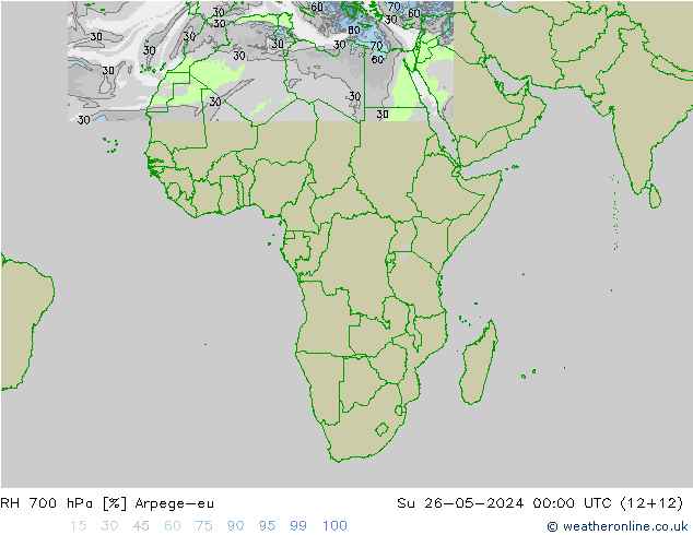 RH 700 hPa Arpege-eu Su 26.05.2024 00 UTC