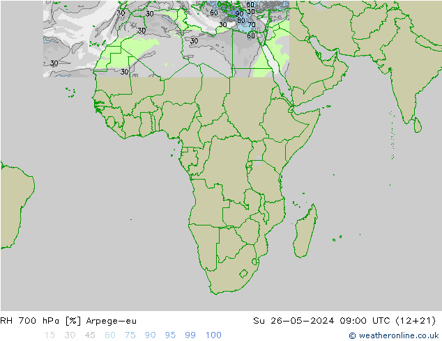 RH 700 hPa Arpege-eu Su 26.05.2024 09 UTC