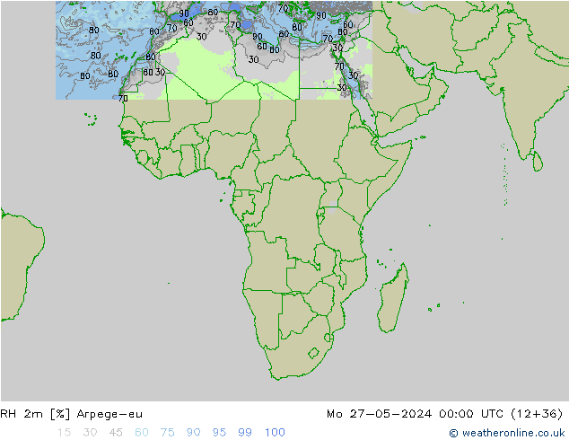 RH 2m Arpege-eu lun 27.05.2024 00 UTC